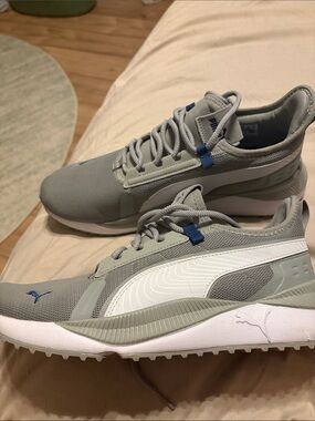 Puma Sage Gray and White Low-Top Athletic Sneakers